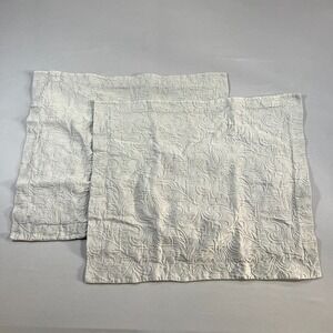 Set Of 2 Frontgate Pillow Shams 27" X 23" Gray Cotton Paisley Embroidered Luxury